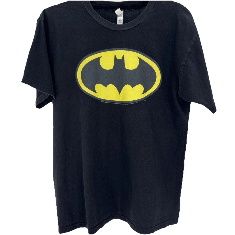 Zuni Sportswear Batman Graphic T-Shirt Mens Large Black Yellow Bat Signal Logo